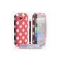 Yousave Accessories HTC Sensation / Sensation XE Silicone Gel Patterned points Stylish Protective Case with stylus pen and screen protector film red and white points - Accessory Pack (Electronics)