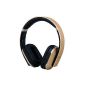 August EP650 Bluetooth Headset - Wireless Stereo Headset Speakerphone, built-in microphone, 3.5mm audio input and battery - with leather ear pads - Compatible with mobile phones, iPhone, iPad, laptops, tablets, smartphones, etc. (Gold) (Electronics)