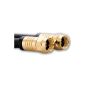1m HQ professional digital satellite cable Coaxial black high temperature resistance and weather protection with F connectors plated compression HD3D (Electronics)