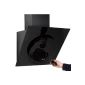 Black glass extractor hood with touch panel, 60cm diagonal suction hood 650m³ / h included remote