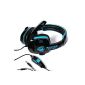 MENGS® 2.2m cable Stereo Headset SA708 PC Gaming 3.5mm jack headset and microphone with soft earpads wired - Blue (Electronics)
