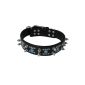2-TECH leather dog collar with studs + blue rhinestones, black for neck sizes from 40 to 51cm (Misc.)