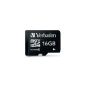 Verbatim 16GB microSDHC Flash memory card, black (Accessories)