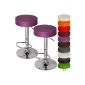 Miadomodo - Set of 2 bar stools - LBHK06 2er - VIOLET - 360 ° rotating - with footrests - Seat Ø 35 cm - 8 cm thick - adjustable height - chrome and synthetic leather - VARIOUS COLORS