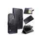 Exclusive-Cad SAM S3 Mini Business Leather Black Business Leather Case with decorative stitching for Samsung Galaxy S3 Mini with stand function and magnetic closure credit card pocket in black - Case Metal Cover Cover Flip Case (Accessories)