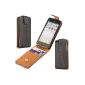 Austin Rabat Flip Case Genuine Leather with Card Holder for iPhone 5 5S Black & Light Brown (Wireless Phone Accessory)