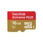 MicroSDHC Memory Card 16GB SanDisk Extreme PLUS Class 10 UHS-I U3 with a read speed of up to 80MB / s (016G-U46A-SDSDQX) (Personal Computers)
