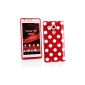 Me Out Kit FR TPU Gel Case for Sony Xperia SP - red, white dot pattern (Wireless Phone Accessory)