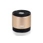 August MS425 - Bluetooth 4.0 Portable Speaker with Microphone - Speaker Wireless Mighty Hand Free Kit - Compatible with iPhones, Samsung, Galaxy, Nokia, HTC, Blackberry, Google, LG, Nexus, iPad, Tablets, Phones Laptops, smartphones, PC's, Laptops etc - Gold (Electronics)