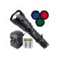 LiteXpress Set: X-Tactical 105 LED Flashlight with 550 Lumen including charger with 2 pieces RCR123 A batteries, SET KOMBI07 (household goods).