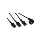 InLine power Y cable (1x safety plug to 3x IEC connector, 1.8m) black (accessories)