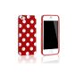 Tinxi silicone sleeve for Apple iPhone 5S iPhone 5 Case Silicon Skin Cover Case Gel back cover case red with white polka dots point (Electronics)