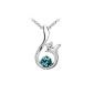'' Kala-isbijoux- ladies pendant iridescent Swarovski crystal blue-green color and white Swarovski Cristall (height with bélière 2.5 cm) and chain (length 50 cm) (Jewelry)