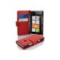 Case Cover Shell PU Leather Style BooK Nokia Lumia 900 in red (Wireless Phone Accessory)