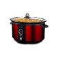 Andrew James - Premium Digital Slow Cooker 6.5 Liter From Red + With Lid Safety Glass, Indoor Bowl Ceramic & Removable 3 Different Temperatures - 2 Years Warranty