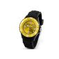 Alienwork Chronos Quartz Wristwatch Waterproof 5ATM clock silicone yellow black U0567-18-5A (clock)