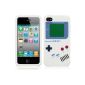 Obidi - 3D Gameboy Silicone Case / Cover for iPhone 4S / iPhone 4 - White with 3 Protective Film (Wireless Phone Accessory)