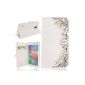 Ancerson New Crystal Rhinestones Diamond Book Style Flip film magnetic closure wallet purse Wallet Credit Card ID Card Slots PU Leather Protector Skin and White Hard Protector Cover Case Cover Skin Case Cover for Samsung Galaxy S5 SV i9600 with Red Stylus Pen and 3.5mm Panda Dust Plug (Toys)