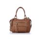 Masquenada, Cntmp, ladies, soft leather handbag, handle, shoulder bags, Bolt bags, shoulder bags, brown, cognac, 29x27x14cm (W x H x D)