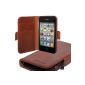uTection BASIC Apple iPhone 4 / 4S Leather Case | Wallet style with card slots | Braun (Electronics)