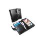 Tuff-Luv Leather Case Cover Wallet Case Vintage (incl Desktop Protector) HTC 8x - Black (Wireless Phone Accessory)