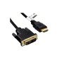 mumbi HDMI / DVI cable 2m - 19 pin.  HDMI male> DVI 18 + 1, gold-plated, double shielded, HDTV up to 1080p (Electronics)