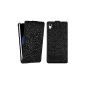 LOOK kwmobile® Flip Case for Sony Xperia Z1 Strasse in Black.  Glittering stones adorn the cover conventional valve (Wireless Phone Accessory)