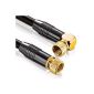 deleyCON [1m] SAT antenna cable PREMIUM HDTV satellite cable angled coaxial cable - F connector (90 degrees) to F-plug - gold plated Black 100dB (Electronics)