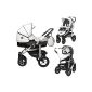 Combined Stroller Trio 3 in 1 B & W - Landau Drive stroller, car seat Group 0/0 + - Comes with accessories.  (Baby Care)