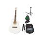 4/4 Acoustic Guitar White Acoustic Guitar in White rosewood fingerboard with accessories (electronic)