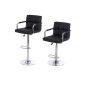 Songmics® 2 bar stools Black chair with armrests and footrests and adjustable rotating seat height: 62.5 to 82.5 cm LJB93B