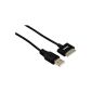 Hama USB charging and data cable for Apple iPhone 3G / 3GS / 4 / 4S and iPod, Apple MFI certified, 30-pin to USB-A connector, length 100cm, Black (Accessories)