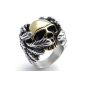 Konov Jewelry Ring Man - Angel Wing Skull - Gothic Skull Devil - Biker Biker - Tribal - Stainless Steel - Rings - Fantasy - Men - Color Gold Silver - With Gift Bag - F21990 - Size 68 (Jewelry)