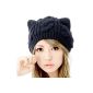 Demarkt cute knit cap Warm Winter Ear Braided Design Kitten Women (Clothing)