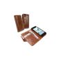 Tuff-Luv Case Cover Collection Vintage leather wallet style for Apple iPhone 5c (includes a free screen protector) - brown (Accessory)