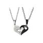 Diaz Fashion 2 Friendship chain with heart pendant set for him and her, with cubic zirconia, color: silver and black (jewelry)