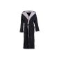 Celinatex 4383 Women Men bathrobe soft hooded robe coral fleece, fluffy and pleasant, Texas 2 color, size XXXL, black with anthracite (household goods)