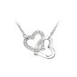 Necklace plated two hearts crystal rhinestones 18K With A Small Case (Jewelry)