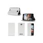 Case luxury Archos 50 Helium 4G / 50b Helium White Ultra Slim Leather Style with stand - Flip Cover Case Folio protective case Archos 50 Helium 3G / 4G / WiFi white - Accessories XEPTIO cover: Exceptional box!  (Electronic devices)