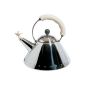 Alessi 9093 WI kettle made of stainless steel with handle and small bird-shaped whistle in PA, ivory (household goods)