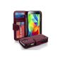Cadorabo!  PREMIUM - Book Style Case in Wallet Design For Samsung Galaxy S5 (G900F) / S5 LTE + (G901F) in BORDEAUX-LILA (Electronics)