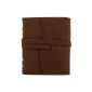 First INDIARY leather notebook from genuine buffalo leather and handmade paper - Leather Wave - 13x10cm - brown (Diary)