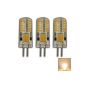 3x G4 LED 3 Watt Warm White 12V AC / DC (3 pieces) AC voltage at 48x 3014 SMDs (Epistar) ~ 15W 330 ° pin base lamps lamp base spot halogen replacement halogen lamp