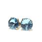 Stud Earrings Gold Plated Silver.  AQUAMARINE SWAROVSKI CRYSTAL sparkling.  High quality.  Low prices.  (Jewelry)