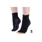 Hoopomania® Half Toe yoga socks with anti-slip effect by rubber studs in black, size S (35-38), or M (39-41) (Misc.)