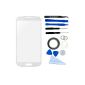 SAMSUNG GALAXY S4 i9505 i9500 SCREEN GLASS WHITE WITH EXTERNAL KIT REPLACEMENT PARTS WITH 12: 1 GLASS REPLACEMENT SAMSUMG GALAXY S4 i9505 i9500 / 1 PINCETTE / 1 ROLL TAPE DOUBLE-SIDED 2 MM / TOOL KIT 1/1 CLOTH MICROFIBRE CLEANING / WIRE.  (Electronic devices)
