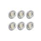 Recessed Spotlights Led Set 6 Pack GU10 3W Warm White 230V 60 LED lamps mounted frame round recessed spots, 6 pcs recessed lighting (Brushed Chrome)