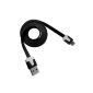 PrimaCase - Flat Cable (Black) USB> Micro USB Transfer & Fast loading data for Samsung Galaxy, Nokia, HTC, Wiko, Huawei, LG, BlackBerry, Acer etc (Electronics)