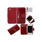 xhorizon® Luxury Upscale Soft Case Cover Case Wallet Pu Leather Magnetic Stand for iPhone 4 / 4S + Pen + Free Cleaning Cloth + Screen Film (Red) (Wireless Phone Accessory)