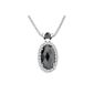 Belladonna Ladies necklace with pendant 925 sterling silver 20 zirconia white 2 black spinels 11x20mm oval and 5mm round 45cm 112158 (jewelry)